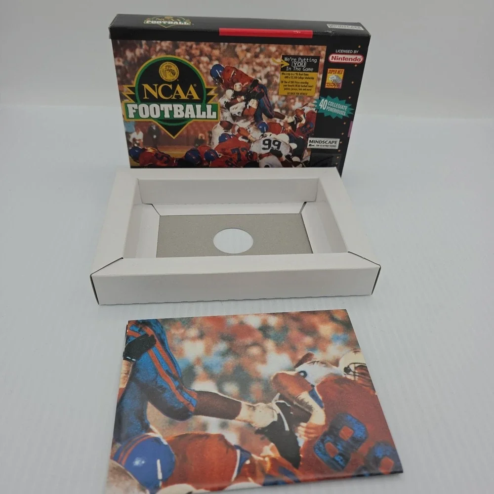 NCAA Football Nintendo SNES Original Box and Tray Only No Game Retro Sports